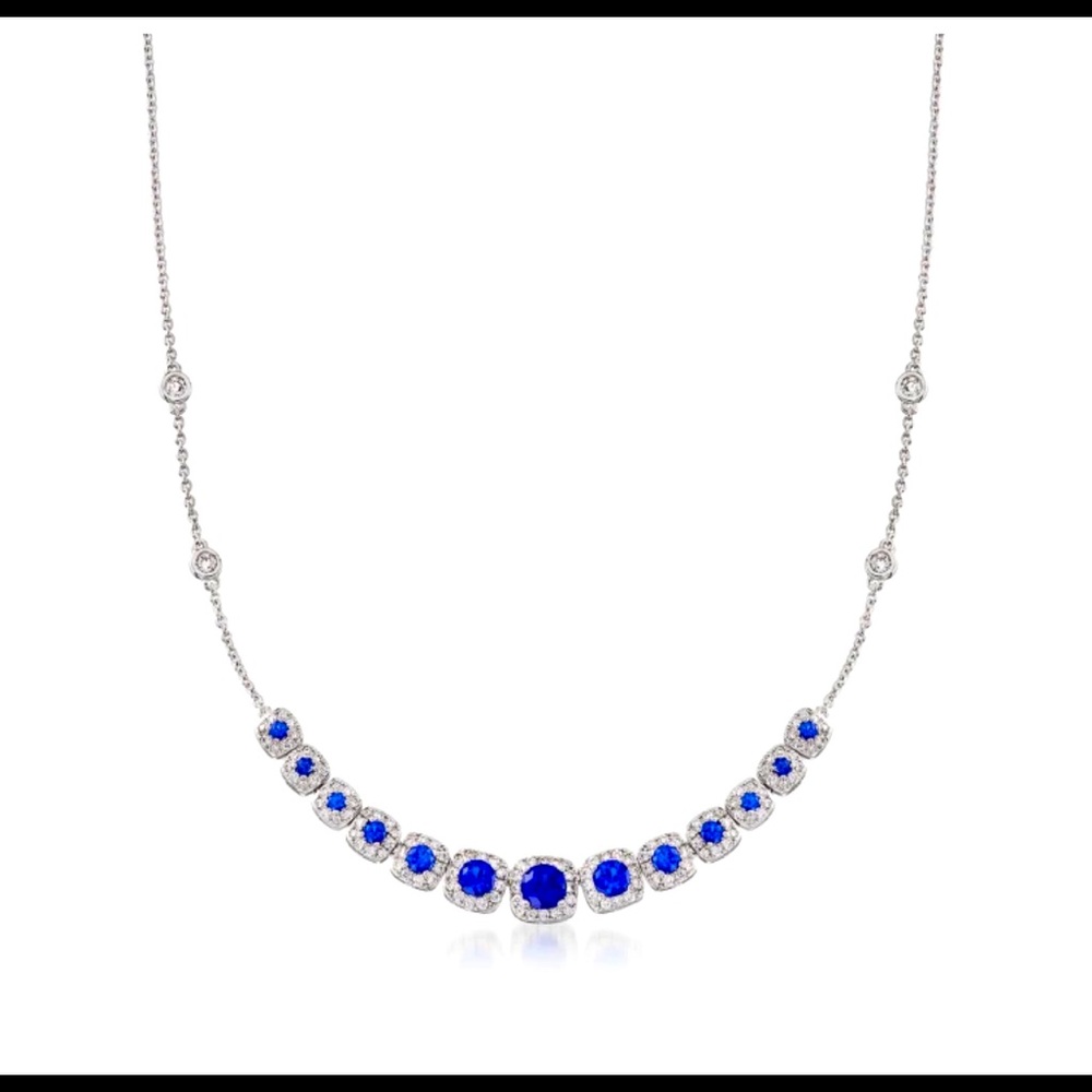 1.30 ct. t.w. Simulated Sapphire and 1.20 ct. t.w. CZ in Sterling Silver.